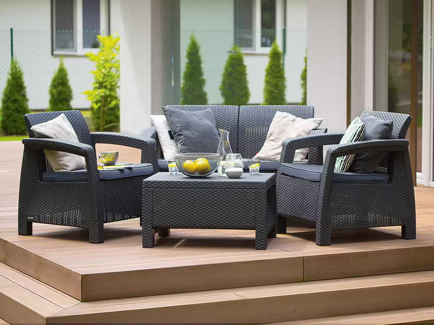 Keter Corfu Triple Outdoor Set Turfrey Outdoor Furniture