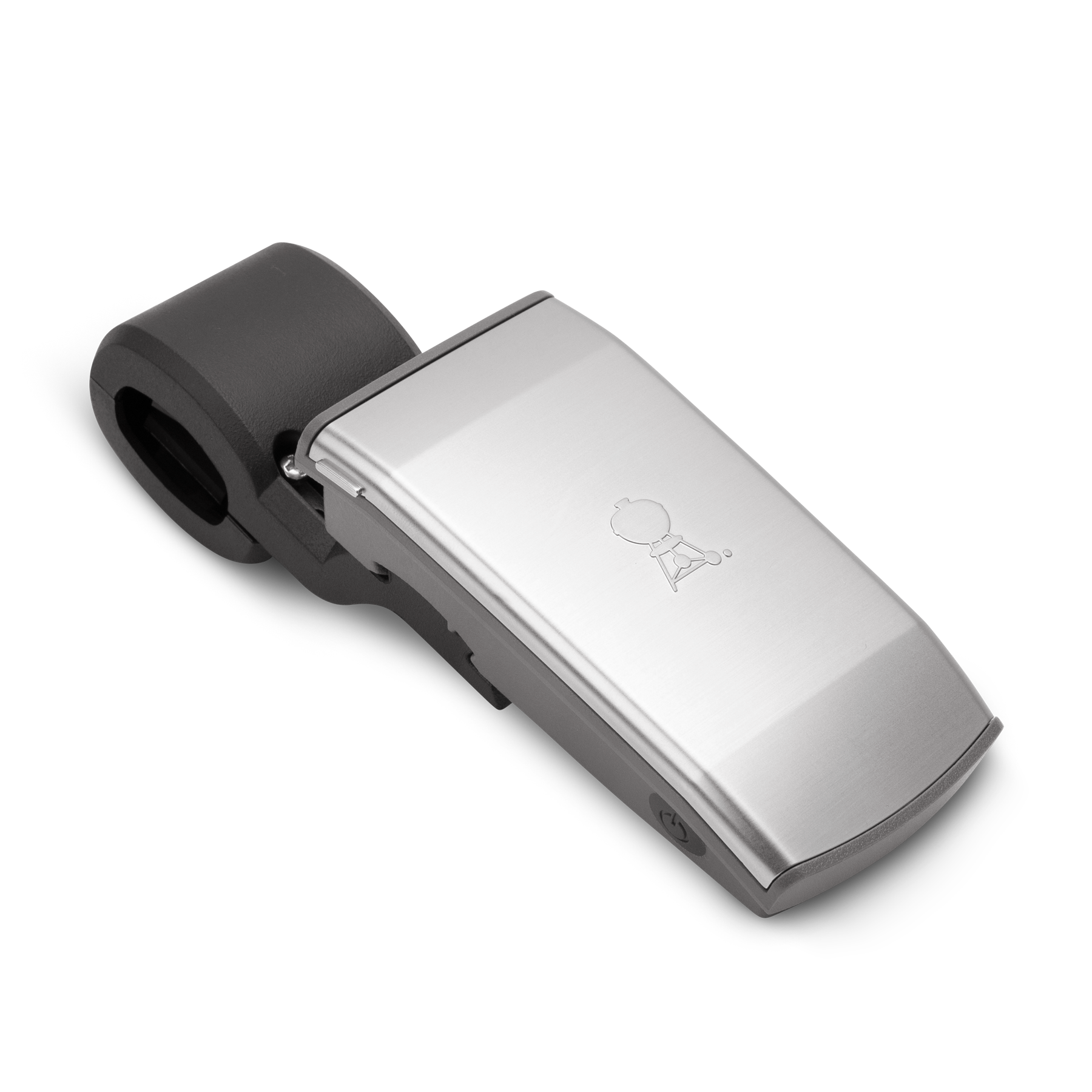 Weber Baby Q and Q Grill ‘n’ Go Light mounted on barbecue handle.