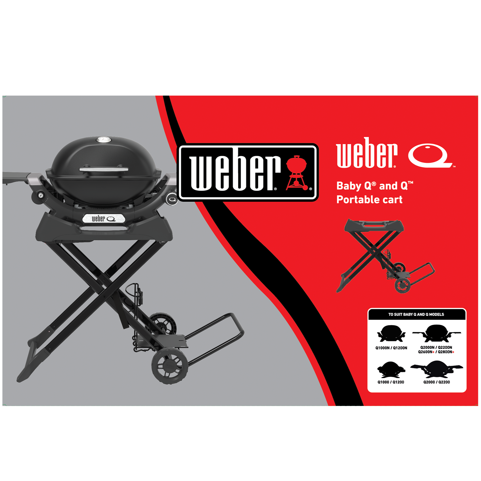 Weber Q Portable Cart with Baby Q BBQ attached