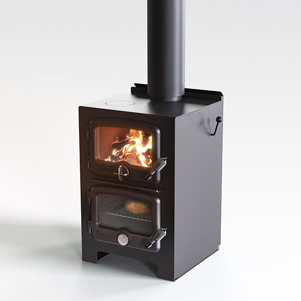 Nectre Bakers Oven wood fire and cooker with cast iron door and oven thermometer.