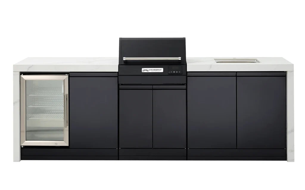Crossray TCEK-04 BBQ, Cabinet, Sink & Single Fridge Outdoor Kitchen