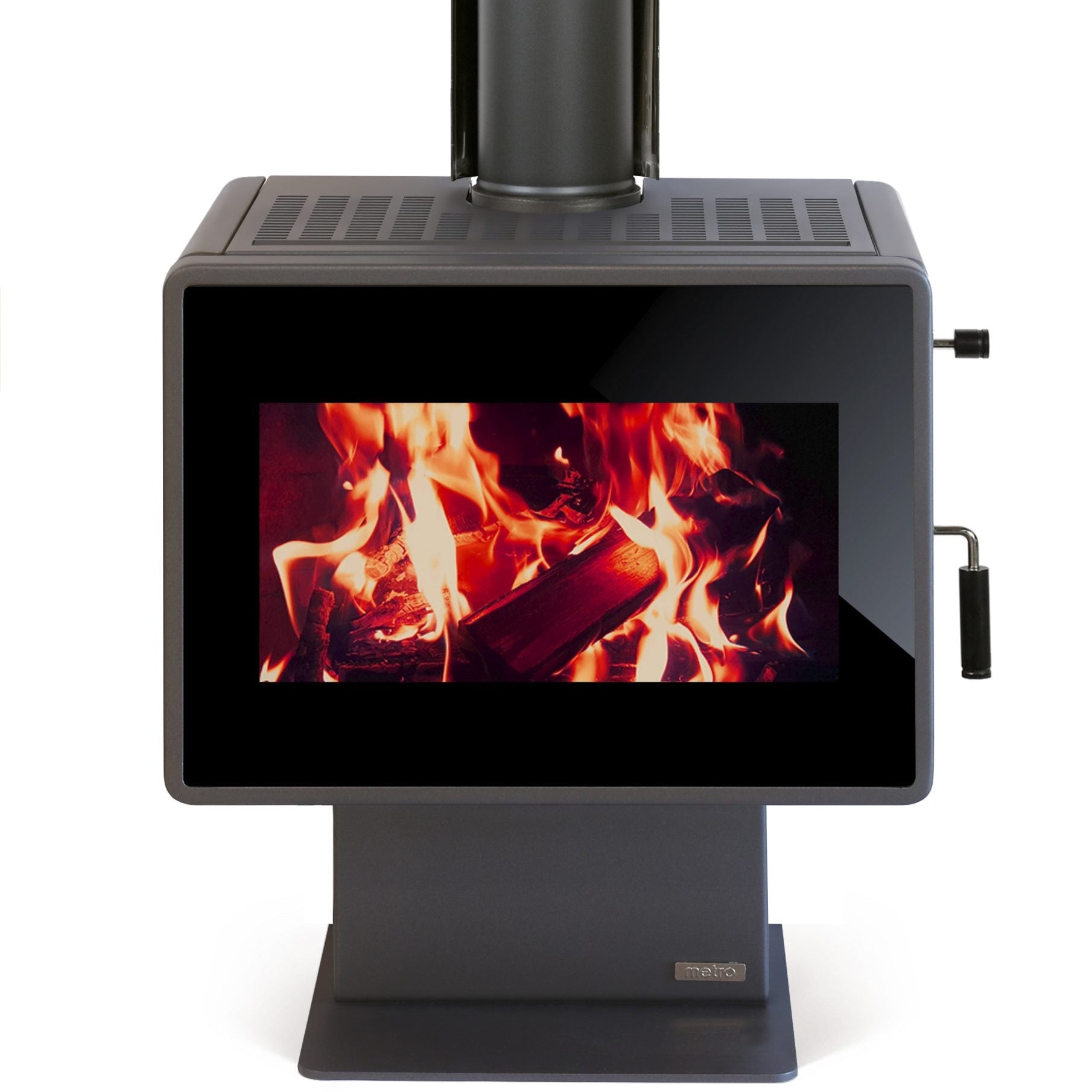 Metro Ambie Plus wood fire with ROBAX NightView technology – modern clean air approved log burner for NZ homes