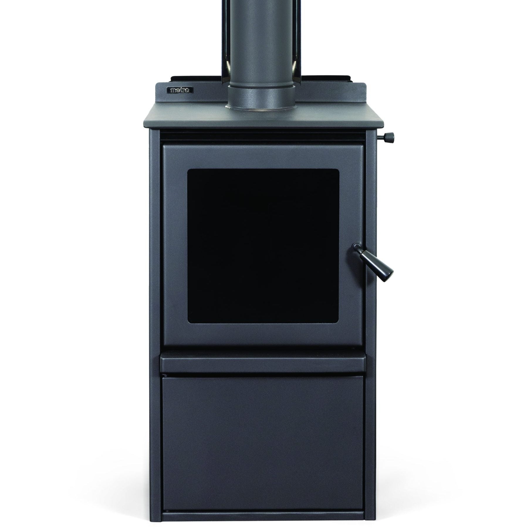 Metro LTD Rad Plus Wood Fire – modern black glass rural fireplace with clean burning technology