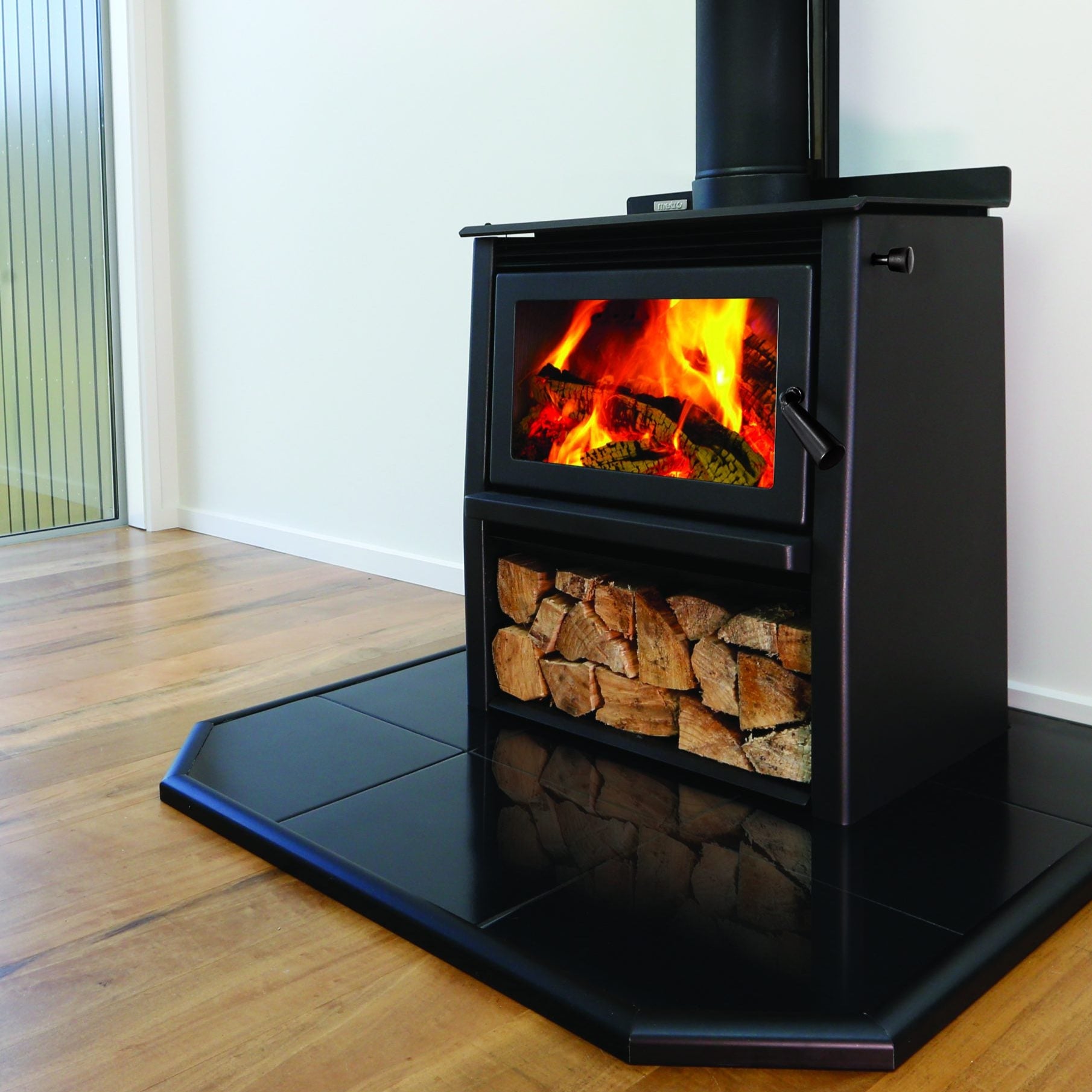 Metro LTD Xtreme Rad Woody wood fire with wetback option – 18kW rural wood burner for lifestyle properties