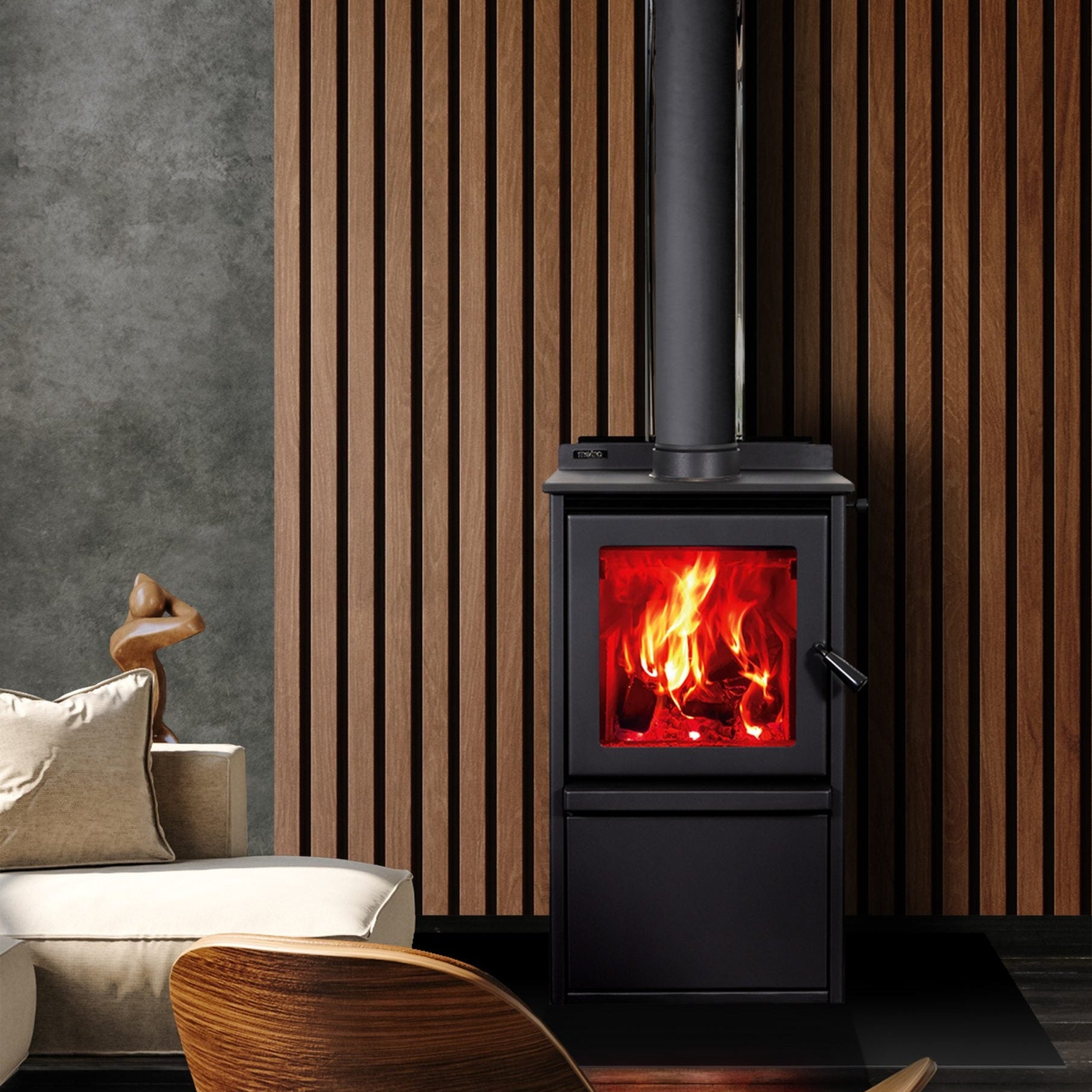 Metro Rad Plus Wood Fire – modern clean air approved fireplace with NightView glass and 16kW output