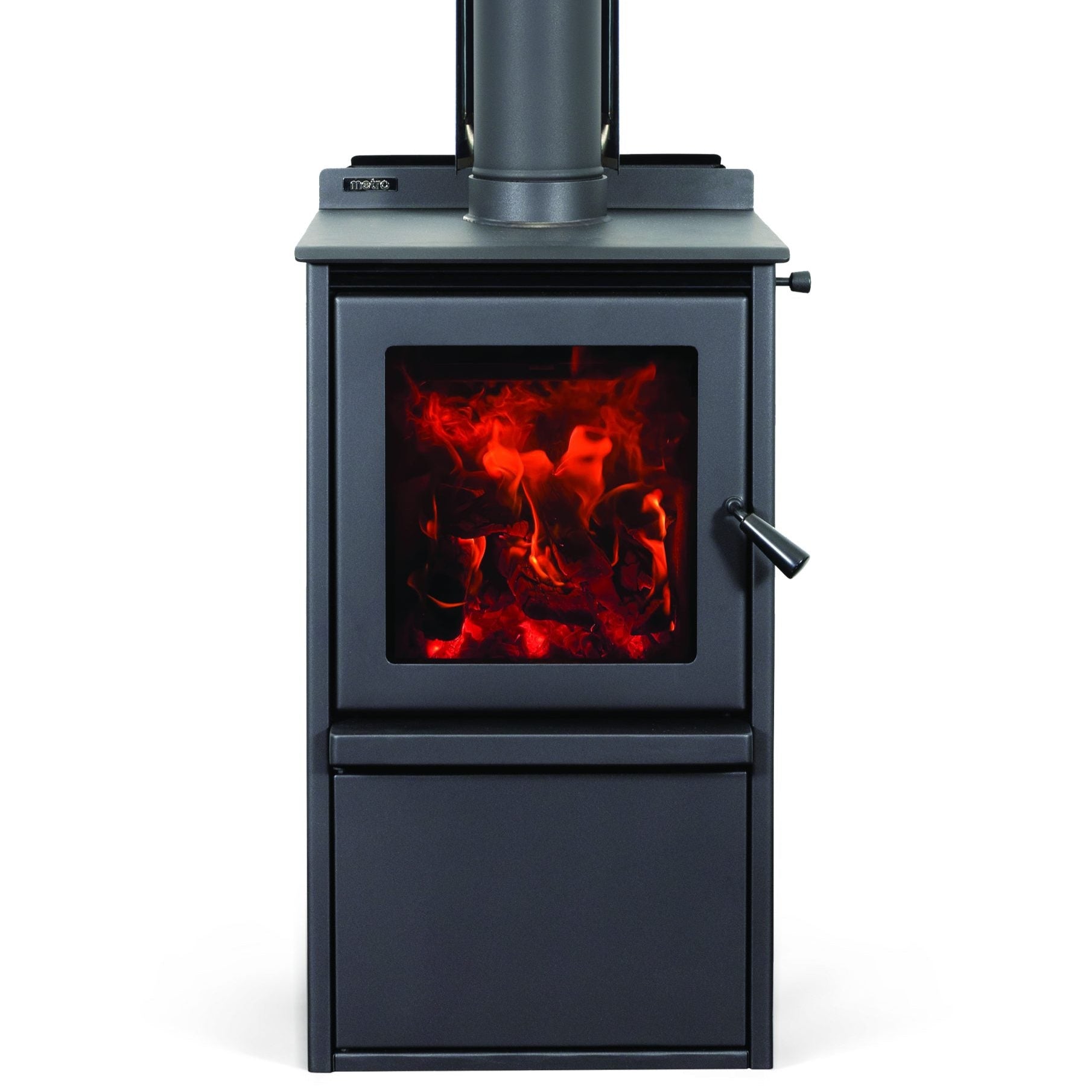 Metro Rad Plus Wood Fire – modern clean air approved fireplace with NightView glass and 16kW output