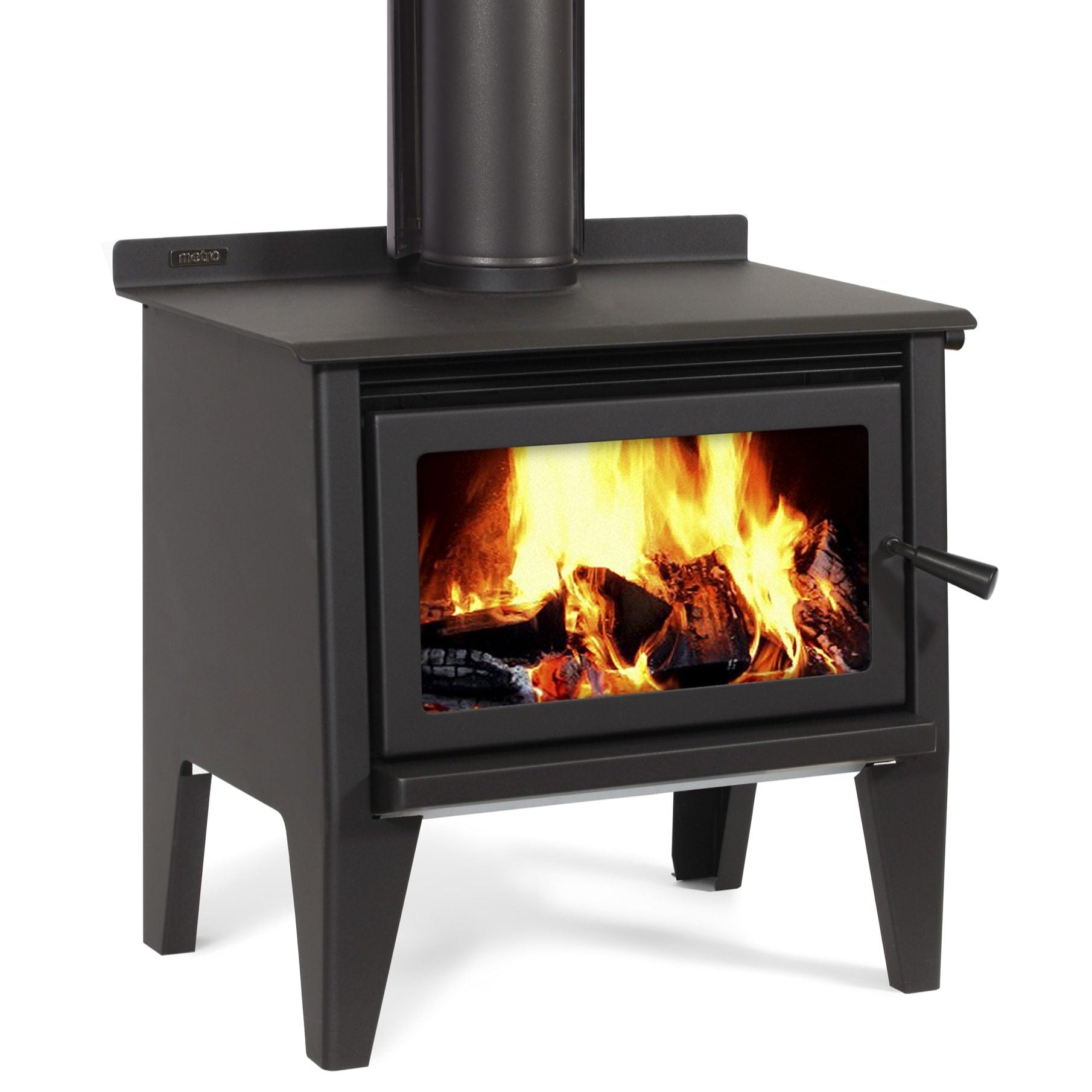 Metro Xtreme Rad Leg wood burner with large cooktop surface