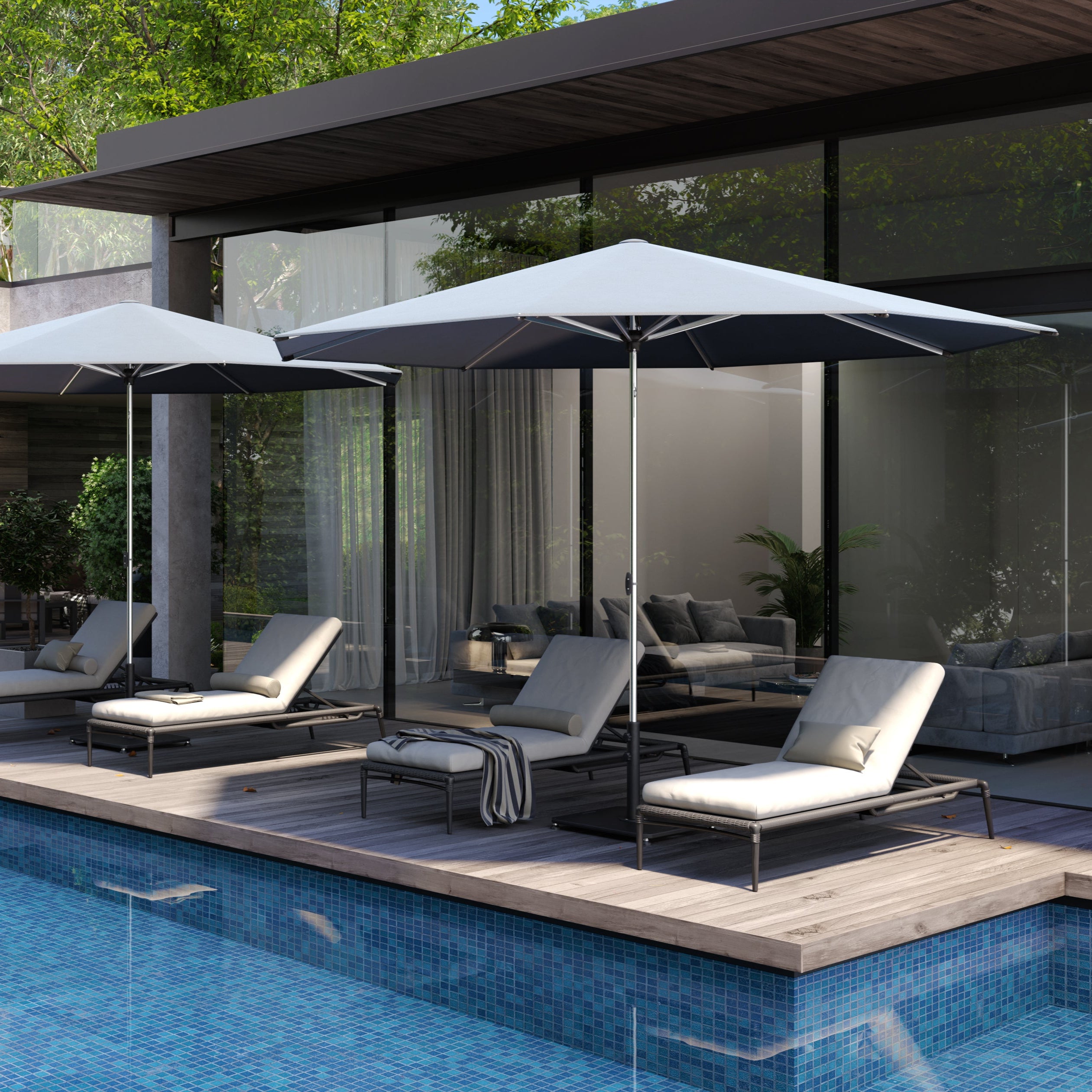 Shadowspec SU2 Patio Umbrella in Boulder Grey – durable outdoor umbrella