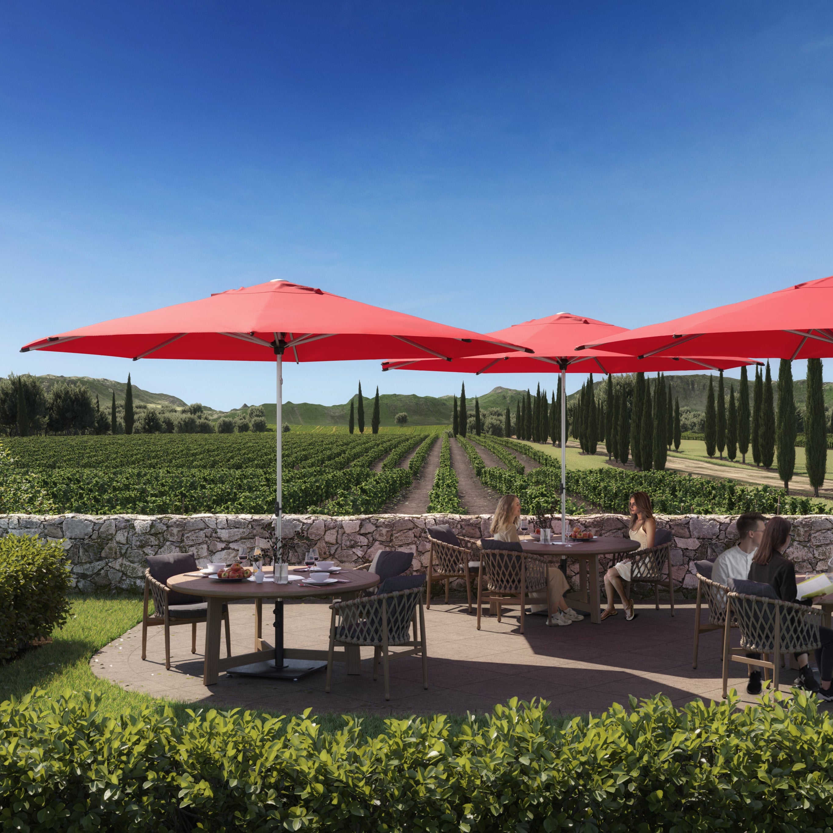 Shadowspec SU2 Patio Umbrella in Boulder Grey – durable outdoor umbrella