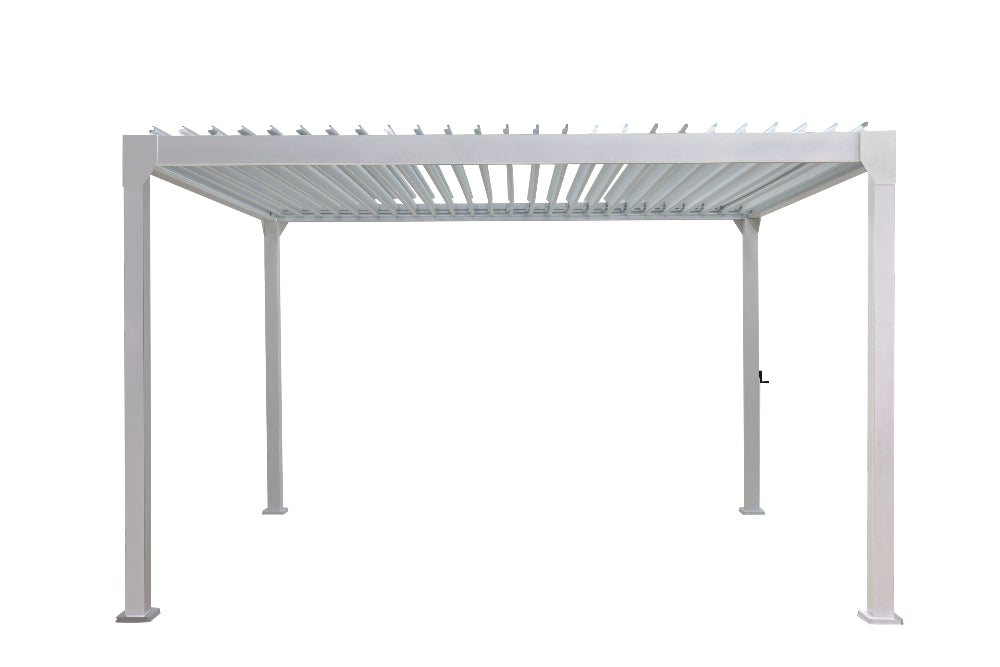 Sereno Outdoor Louvre Roof with modern architectural design for stylish all-weather patio, deck, and garden living white