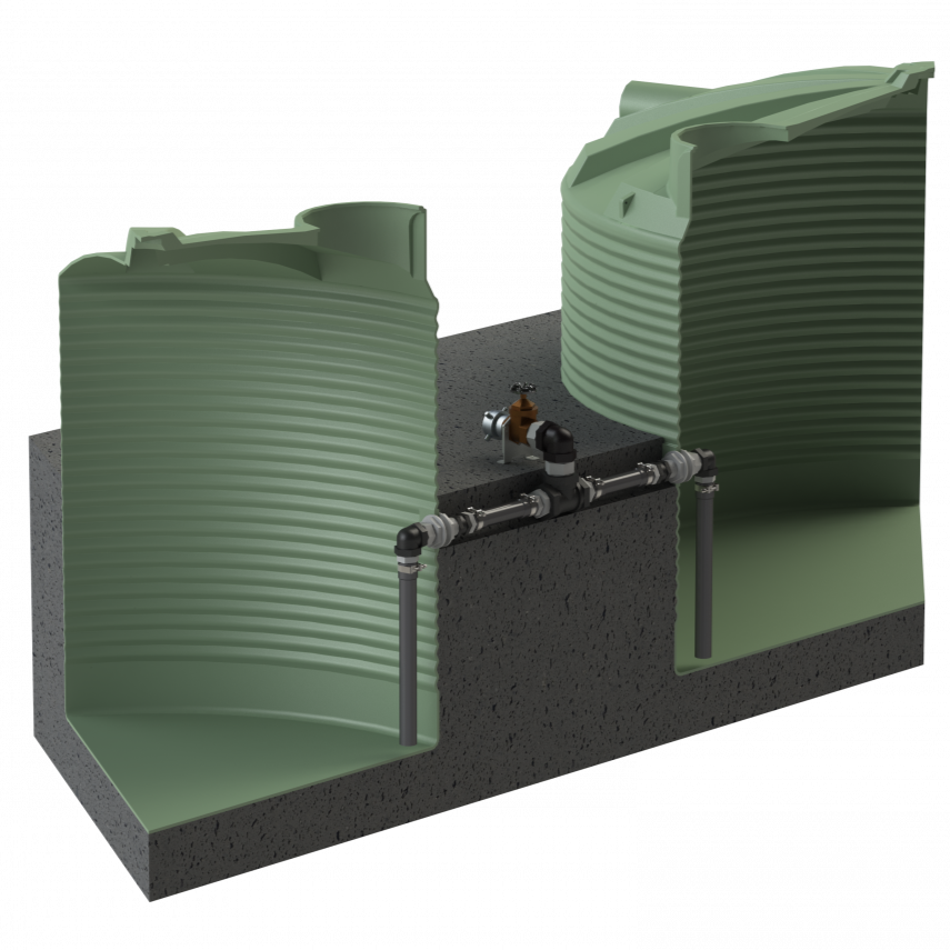 Dual Buried Fire Outlet Kit for connecting two buried water tanks