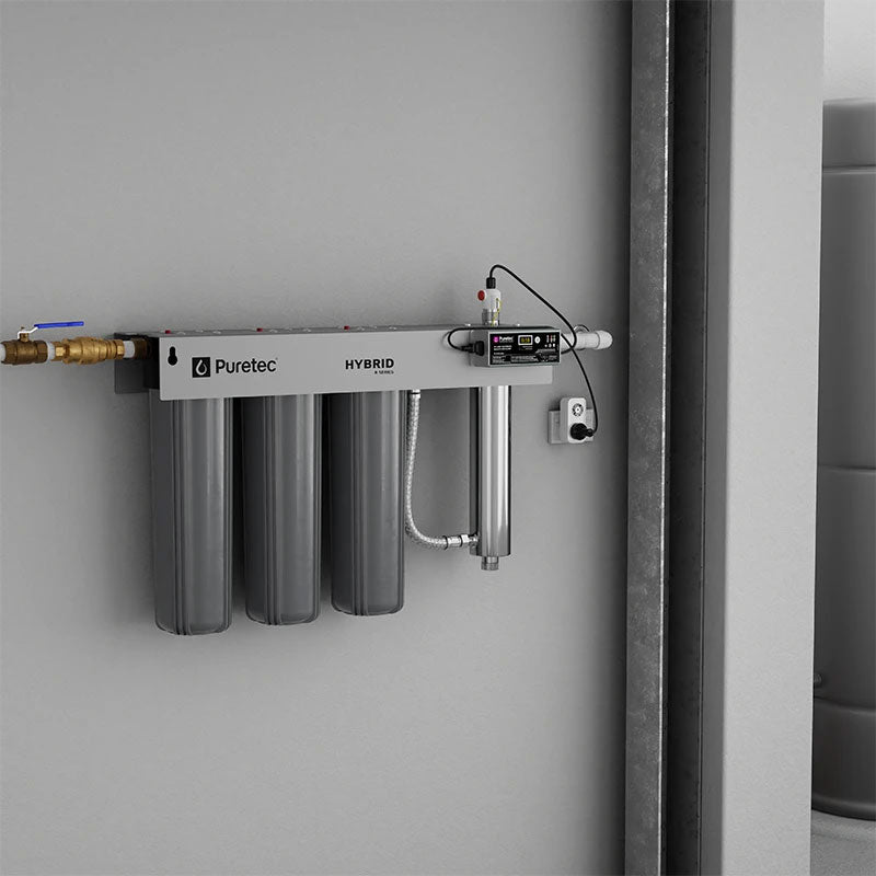 HYBRID-R11 Puretec Triple stage filtration with UV protection, reversible mounting bracket, 120 Lpm, 1” connection