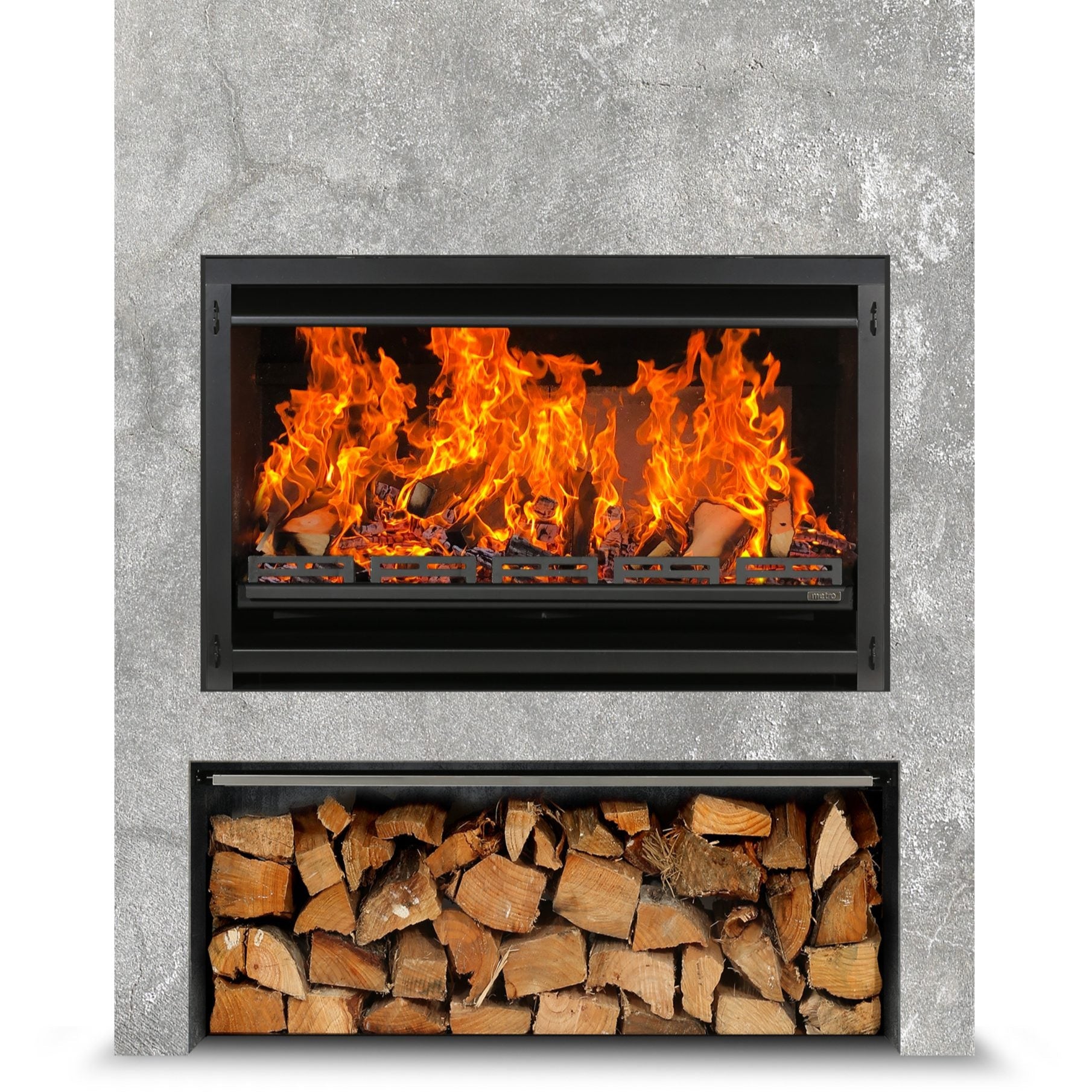 Metro Outdoor 1200 Fire and Flue – zinc black outdoor fireplace with insert flue system