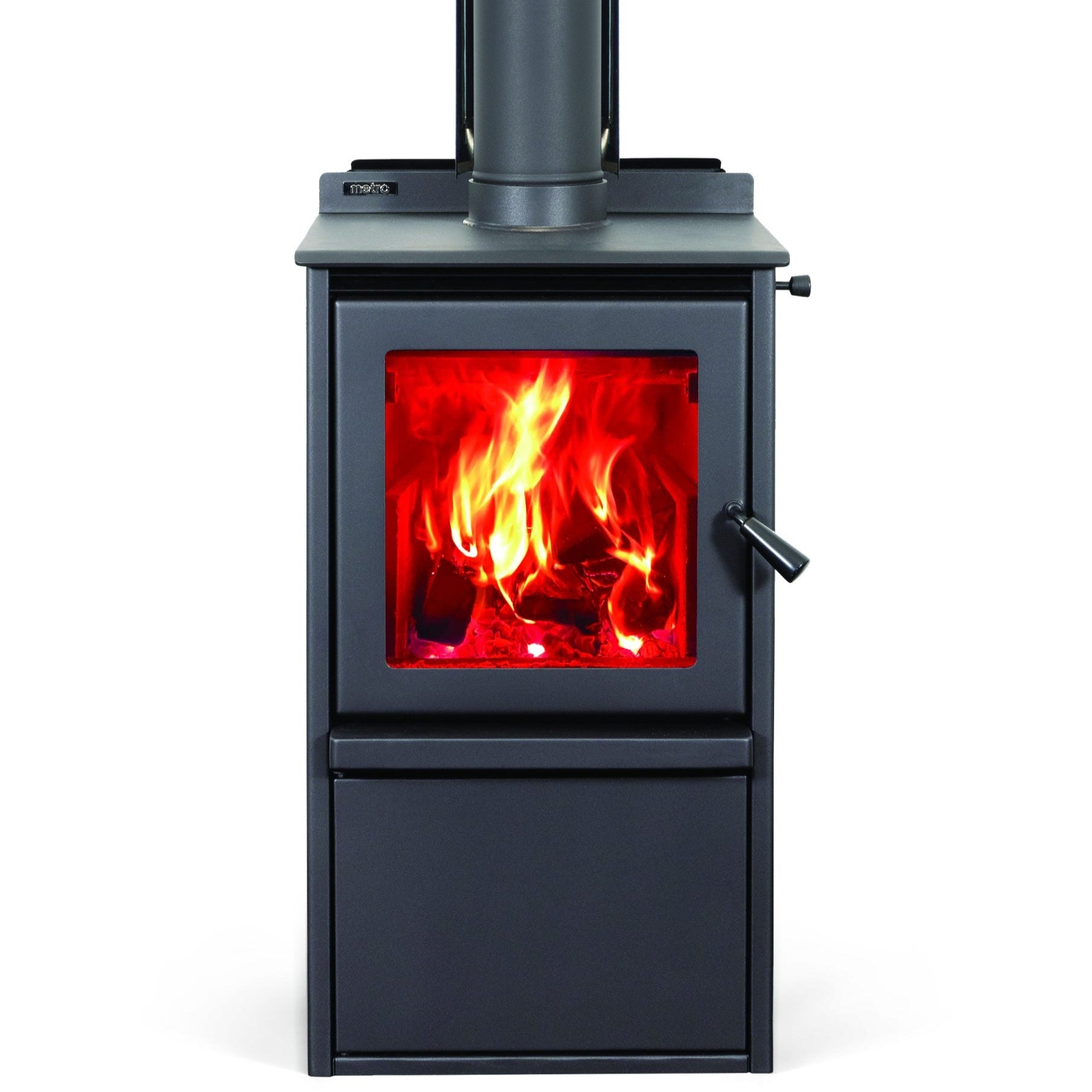 Metro Rad Plus Wood Fire – modern clean air approved fireplace with NightView glass and 16kW output