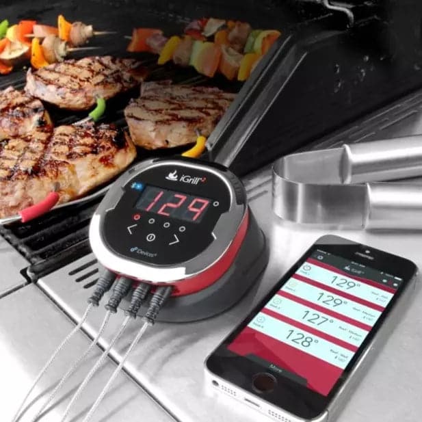 Weber iGrill 2 Bluetooth Thermometer with dual meat probes and LED display for precision BBQ cooking