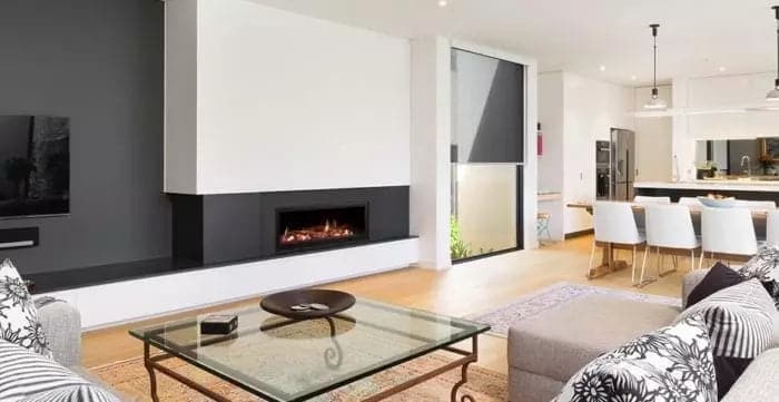 Heatmaster Seamless Landscape Natural Gas Fire & Flue Package Heating Home and Living Home Solutions Home Heating Wood Fires Log Burners woodfires Gas heaters Outdoor heating