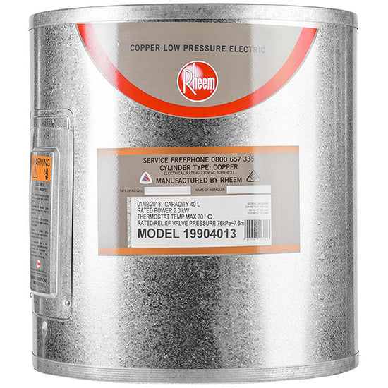 Rheem 40l Low Pressure Underbeanch Hot Water Cylinder