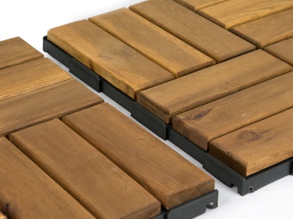 Outdoor Wooden Deck Tiles 12 Slat - Pack of 12
