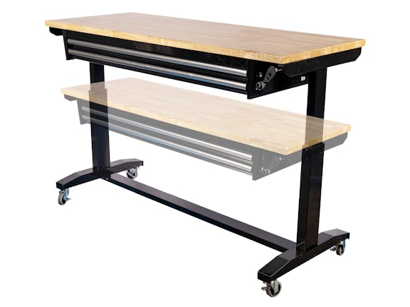 Workbench Height Adjustable 2 Drawer 157 x 61cm