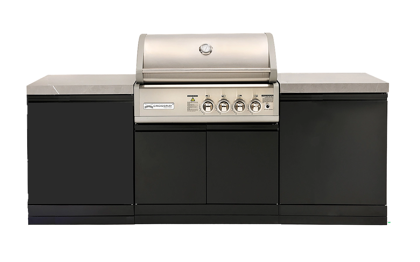 CROSSRAY Compact 4 Burner Gas Outdoor Kitchen with infrared BBQ, sintered stone benchtop, and corrosion-resistant cabinets