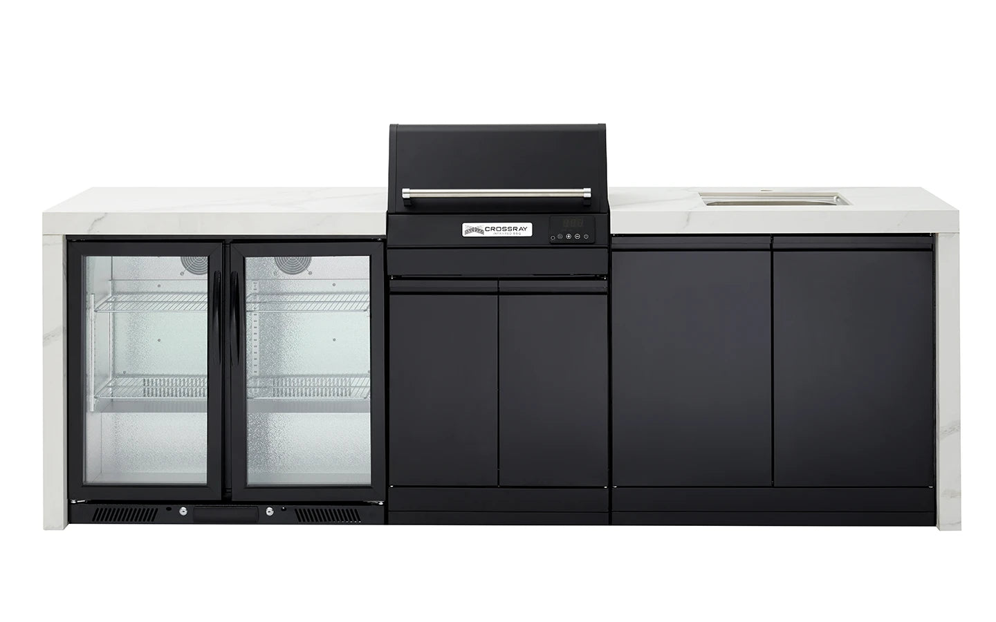 Crossray TCEK-06 BBQ, Cabinet, Sink & Double Fridge Outdoor Kitchen