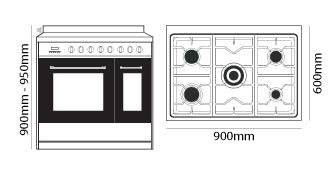 Parmco FS9S-5-3 900mm Stainless Steel Combination Freestanding 1.5 Oven