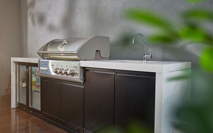 Crossray TC4KP-16 BBQ & Cabinet with Sink & Double Fridge Outdoor Kitchen