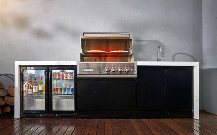 Crossray TC4KP-16 BBQ & Cabinet with Sink & Double Fridge Outdoor Kitchen
