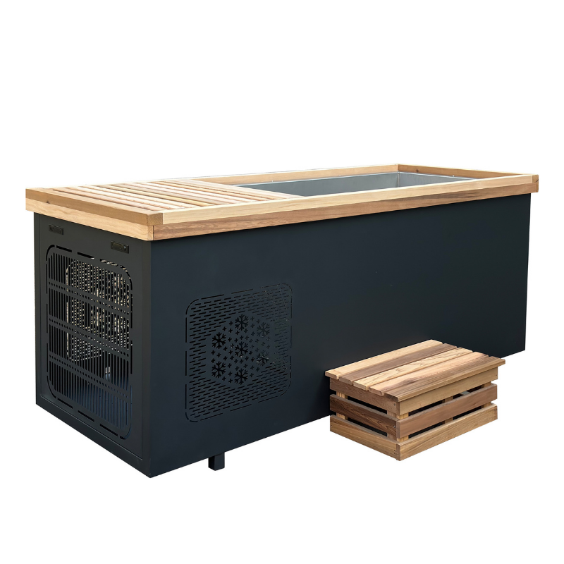 Premium cedar ice bath with built-in hot plunge spa