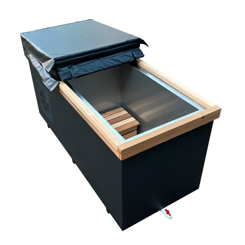 Luxury cedar ice bath and hot plunge combo for home recovery