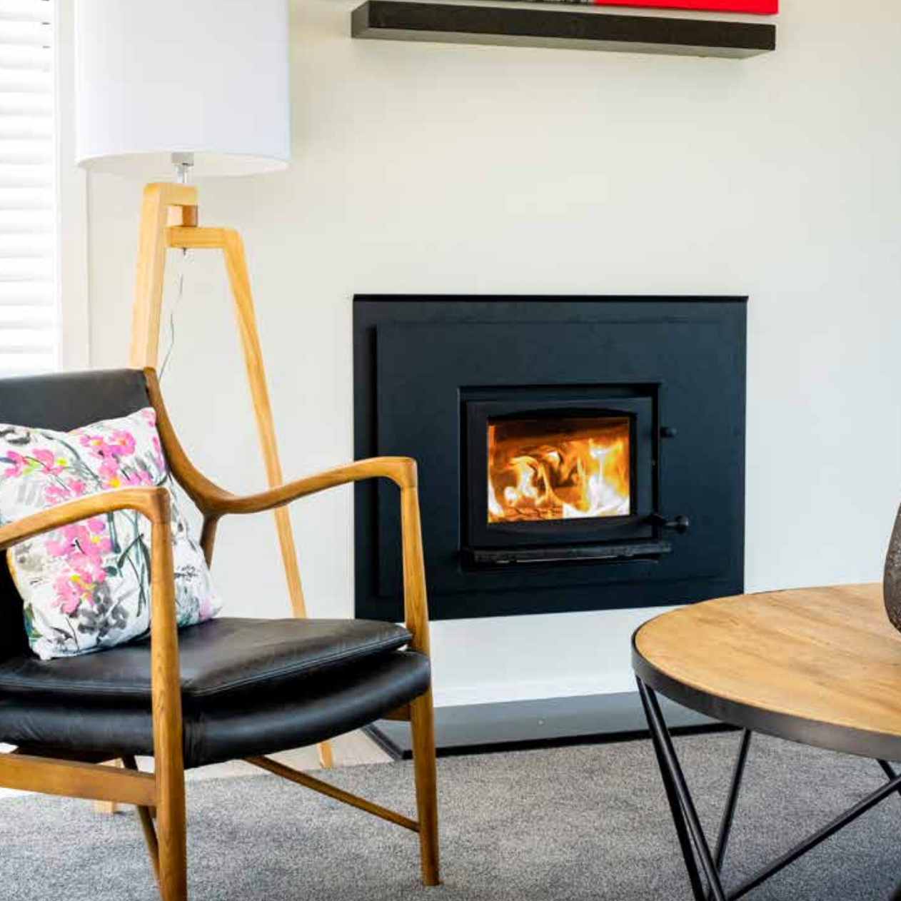 Modern freestanding wood fire NZ made – Firenzo Kompact Serenity