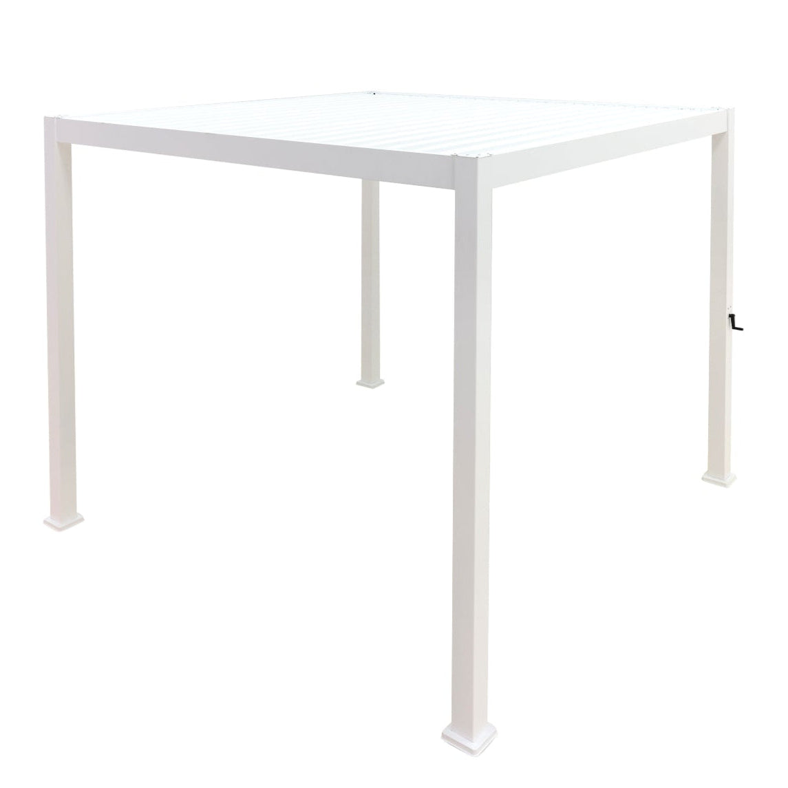 White Sereno Outdoor Louvre Roof with modern adjustable aluminium panels for stylish, all-weather patio, deck, and garden living
