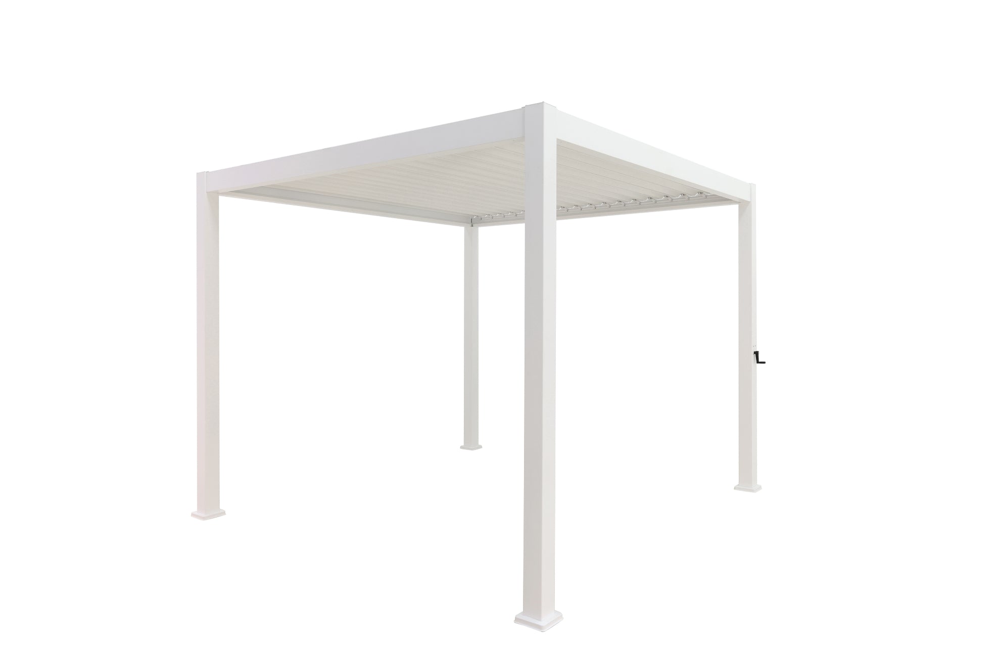 White Sereno Outdoor Louvre Roof with modern adjustable aluminium panels for stylish, all-weather patio, deck, and garden living