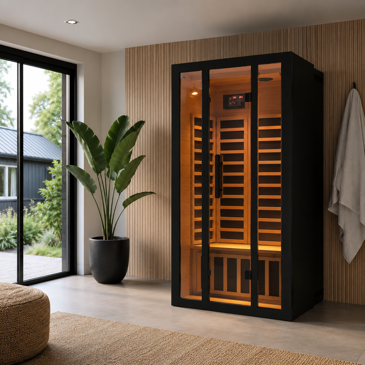 Black indoor infrared sauna nz compact
