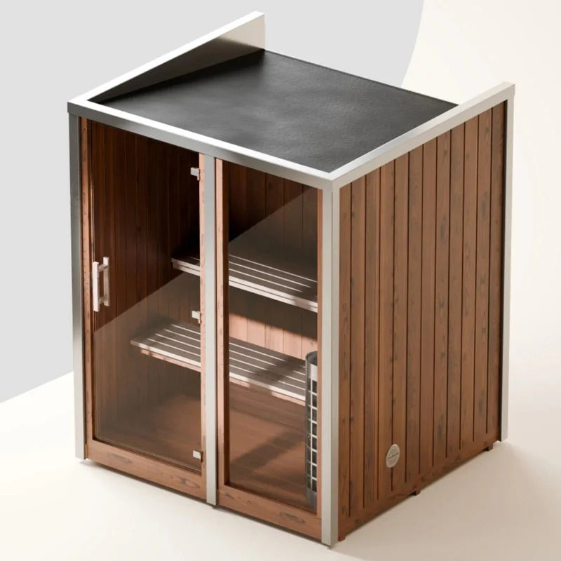 Sereno Cedar Outdoor Sauna with Harvia 9kW heater – premium outdoor Finnish electric sauna in NZ.