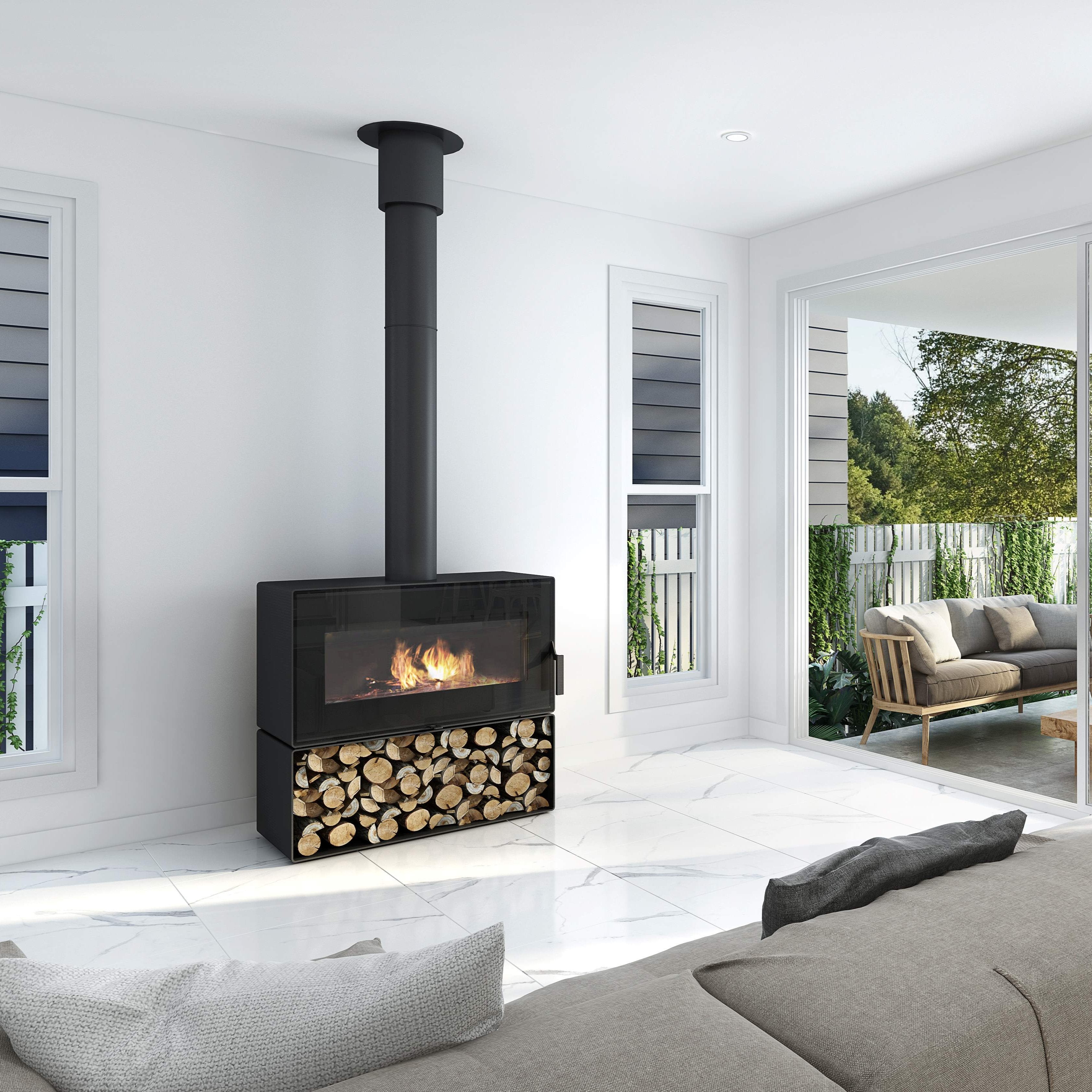 VisionLine Taurus Freestanding Wood Fire Package – Turfrey.co.nz