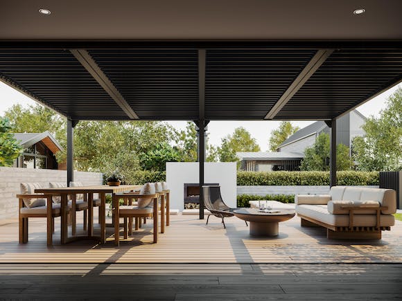 Louvre Roof System Wall Mount 6m x 4m Charcoal