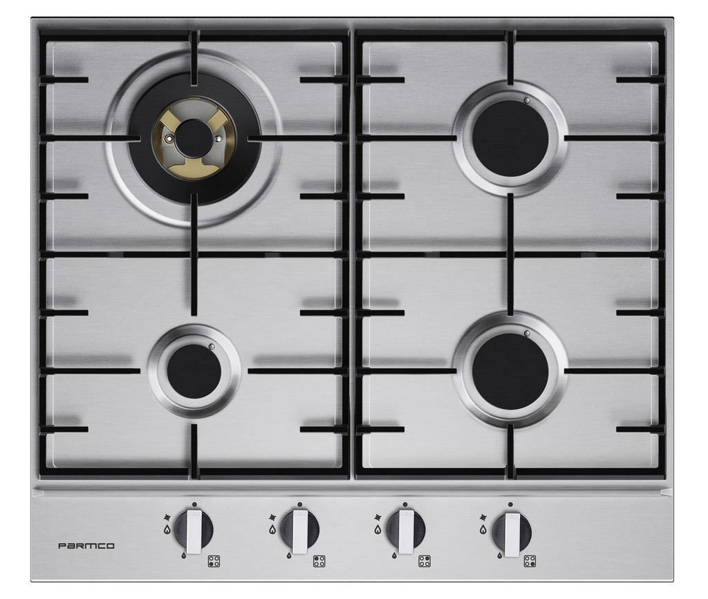 Parmco Gas Cooktop 600mm Stainless 3 Burner + Wok