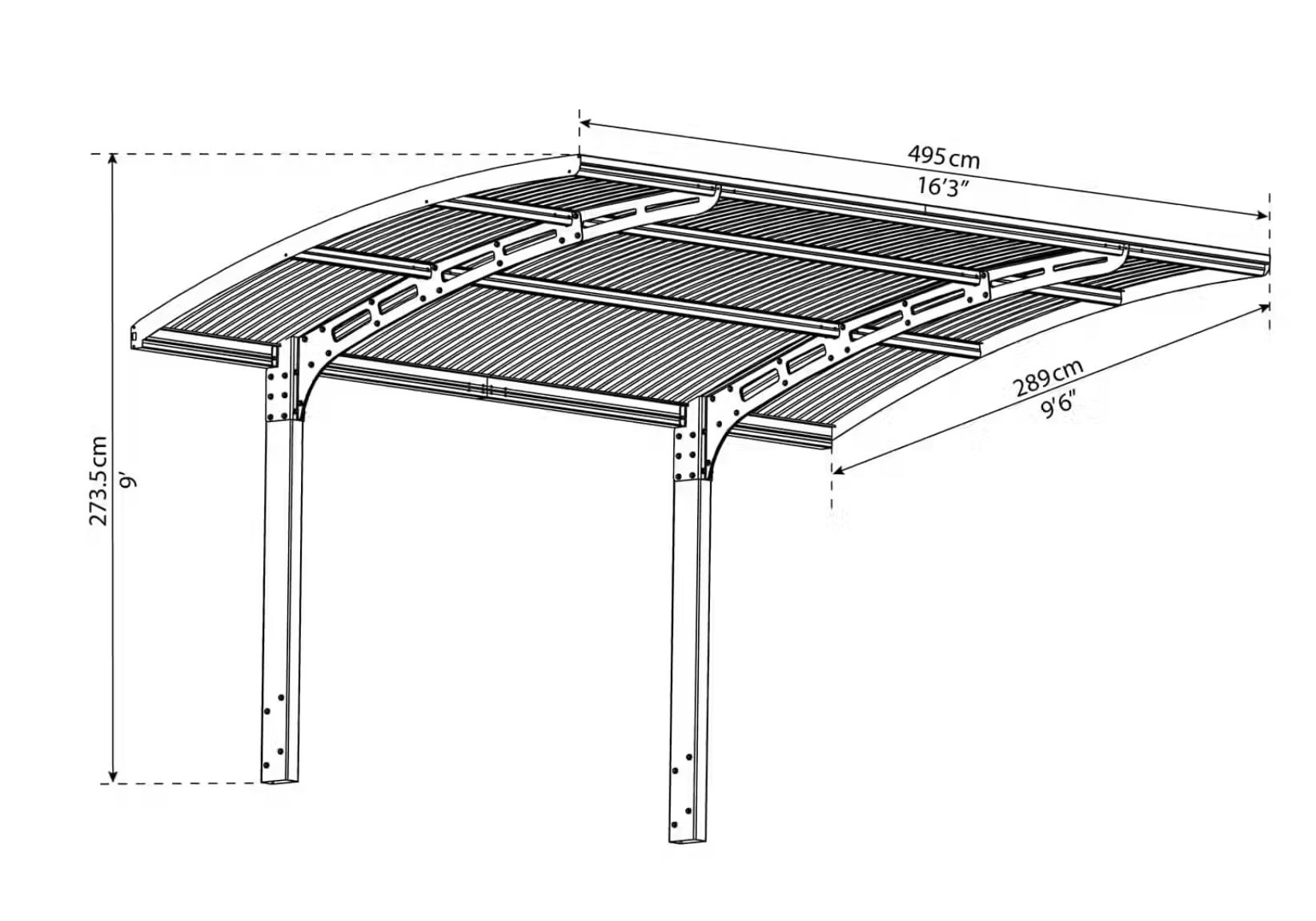 Palram Cantilever Carport Arizona 5000 Wave