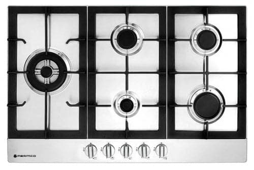 Parmco 770mm Stainless Steel 4 Burner+Wok Gas Hob HO-6-77S-4GW