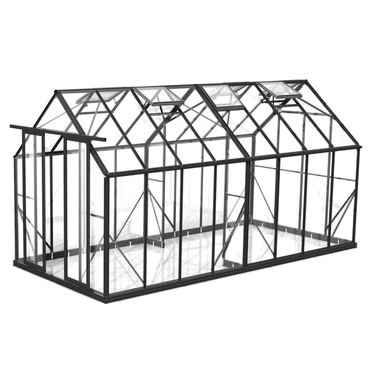 8x16ft (2.6x5.1m) Glasshouse 4mm Toughened Glass