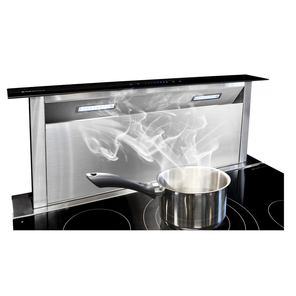 Parmco 900mm Black Glass Rear Riser Downdraft with Touch Control DD-900RR-G