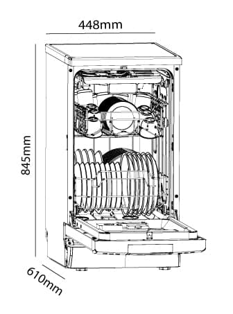 Parmco 450mm Stainless Steel Slim Dishwasher DW45SP
