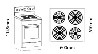 Parmco 600mm White Freestanding 8 Function Stove with Coil Cooktop FS60WR8