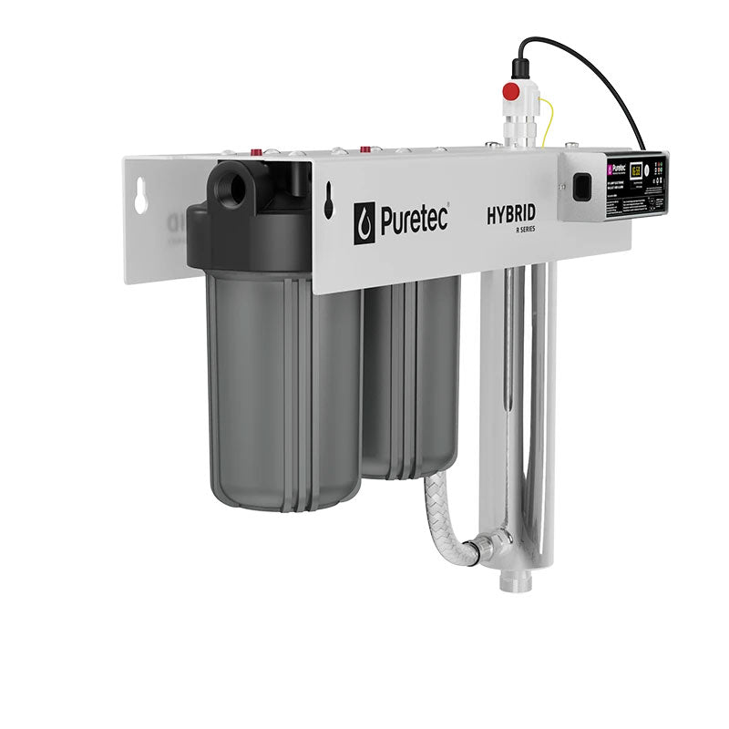 HYBRID-R3 Puretec Dual stage filtration plus UV protection, reversible mounting bracket, 75 Lpm 1” connection