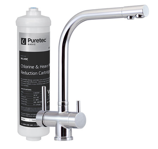 Puretec Inline undersink water filter system with 3-way mixer tap