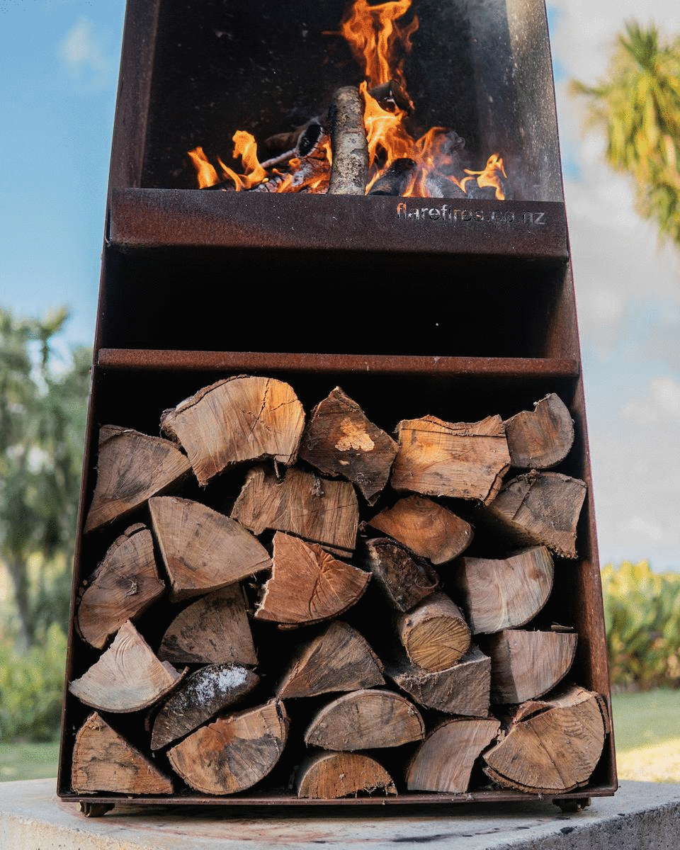 Flare Martello Freestanding Corten Steel Fire Heating Home and Living Home Solutions Home Heating Wood Fires Log Burners woodfires Gas heaters Outdoor heating