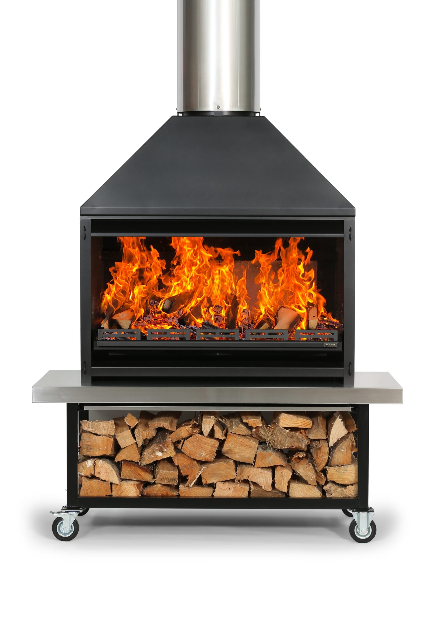 Metro Outdoor 1200 Fire & Trolley Base with Flue System