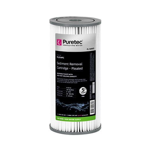 Puretec PL Series Pleated Sediment Cartridges  PL05MP1 5 Micron Maxiplus 4.5" x 10"