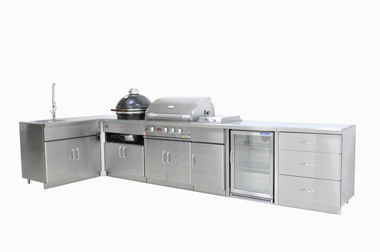 Grandfire Stainless Steel Outdoor Kitchen with Single Fridge - Package 1